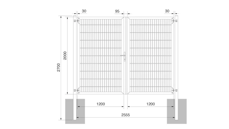 planeo Universaltor schwer 2-flg. Symetrisch Anthrazit H 2000 x B 2400 inkl. Torpfosten