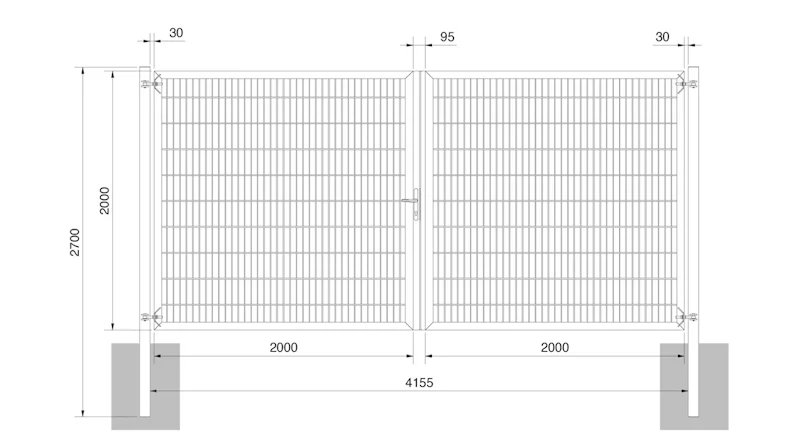 planeo Universaltor schwer 2-flg. Symetrisch Feuerverzinkt inkl. Torpfosten