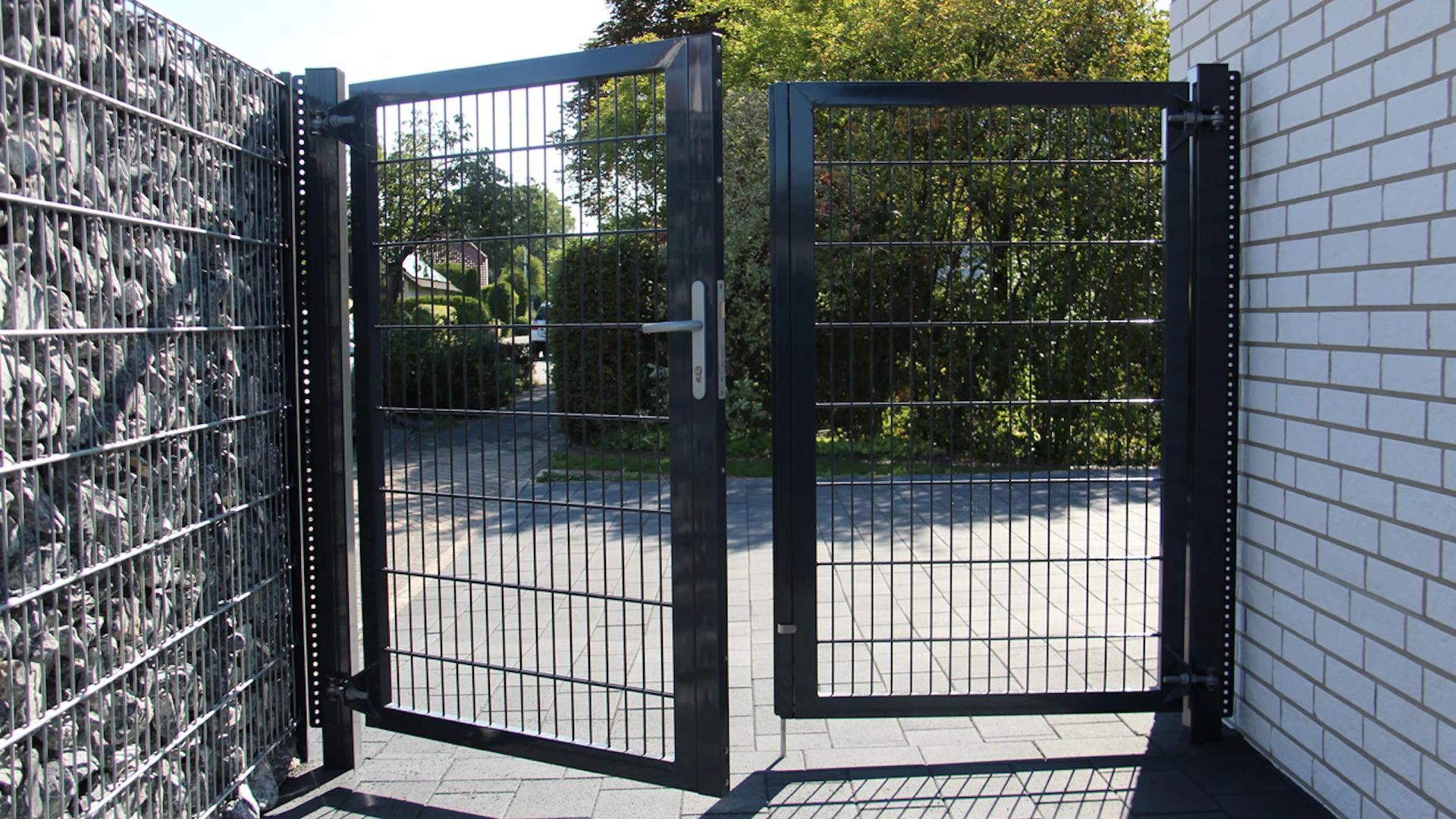 planeo universal door heavy 2-leaf Symetric Anthracite incl. gateposts