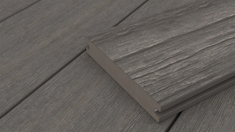 planeo ANTIKWoodline - Doghe per terrazza in WPC con rivestimento CoEx, doghe massicce - Grigio scuro 3 m - rustico/spazzolato liscio