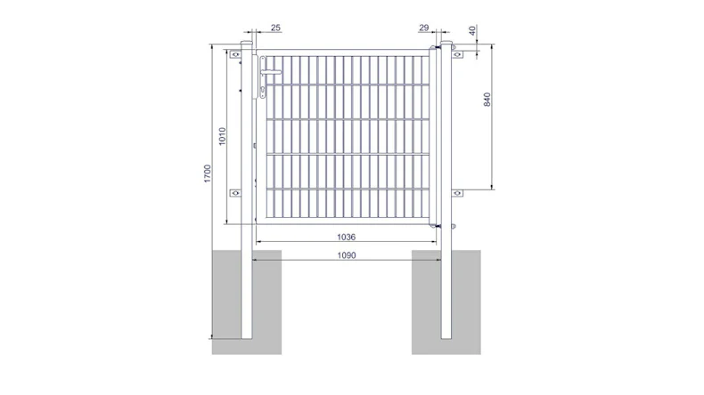 Porte universelle moyenne 1 groupe galvanisé à chaud H 1000 x L 1090 mm poteaux de porte inclus