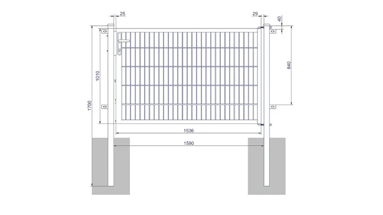 Universal door medium 1-leaf anthracite H 1000 x W 1590 mm incl. gateposts