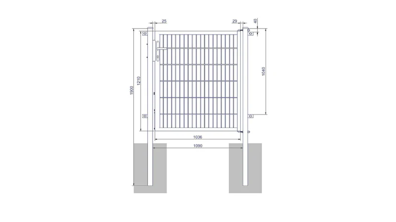 Universal door medium 1-leaf moss green H 1200 x W 1090 mm incl. gateposts