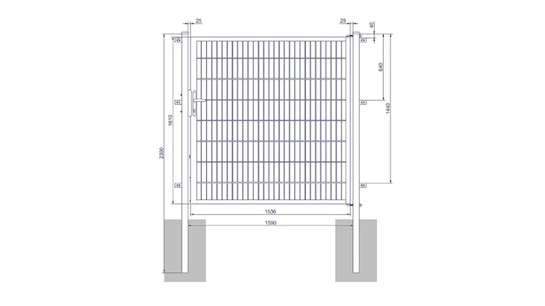 Porte universelle moyenne 1 vantail vert mousse H 1600 x L 1590 mm poteaux de porte inclus