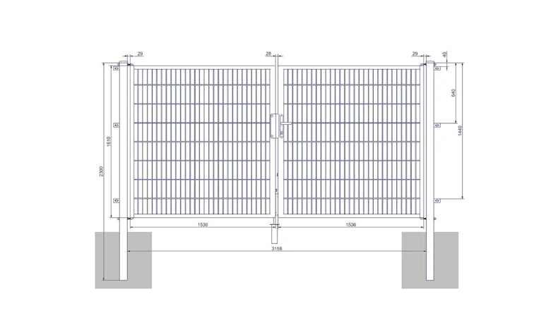 planeo Universaltor medium 2-flg. Moosgrün H 1600 x B 3158 mm inkl. Torpfosten