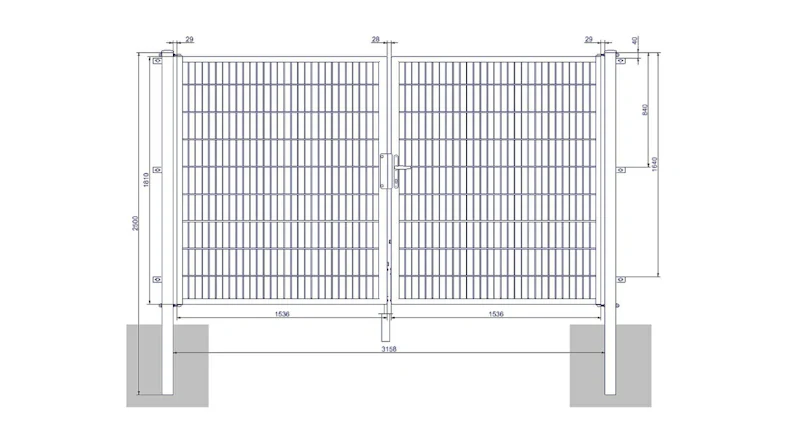 planeo Universaltor medium 2-flg. Anthrazit H 1800 x B 3158 mm inkl. Torpfosten