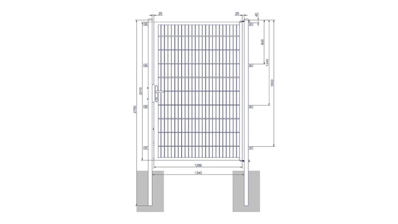Porte universelle moyenne 1 groupe galvanisé à chaud H 2000 x L 1340 mm poteaux de porte inclus