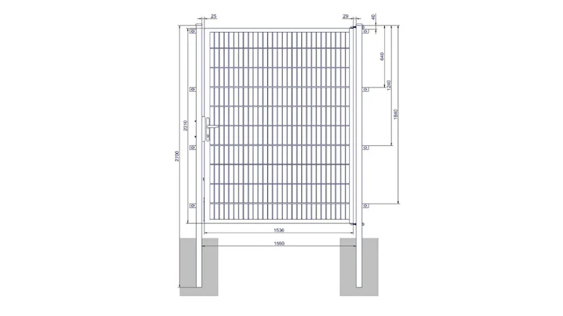 Porte universelle moyenne 1 groupe galvanisé à chaud H 2000 x L 1590 mm poteaux de porte inclus