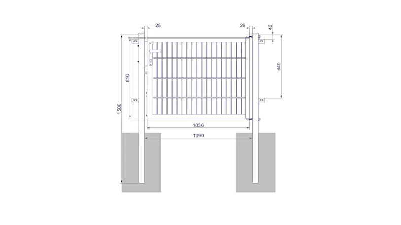 Porte universelle moyenne 1 groupe anthracite H 800 x L 1090 mm poteaux de porte inclus