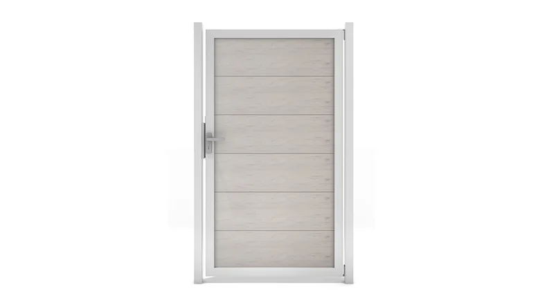 planeo Gardence Guard - Porta universale BPC Bicolore Sabbia con telaio in alluminio in argento | EV1