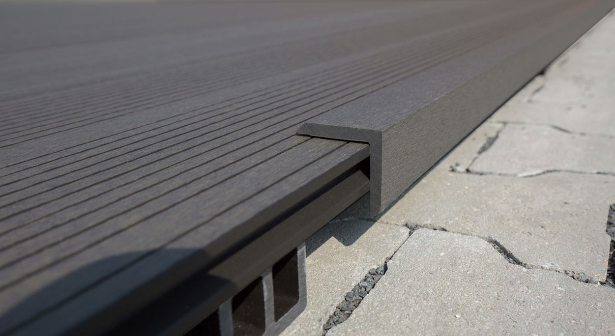 planeo terrasse composite bande d'angle gris foncé pour lames de terrasse - 2,2m