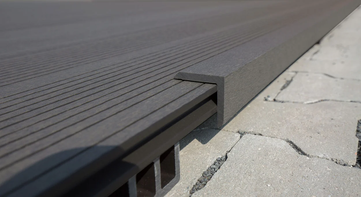 planeo pavimenti WPC listello angolare grigio scuro per pannelli di decking - 2,2m