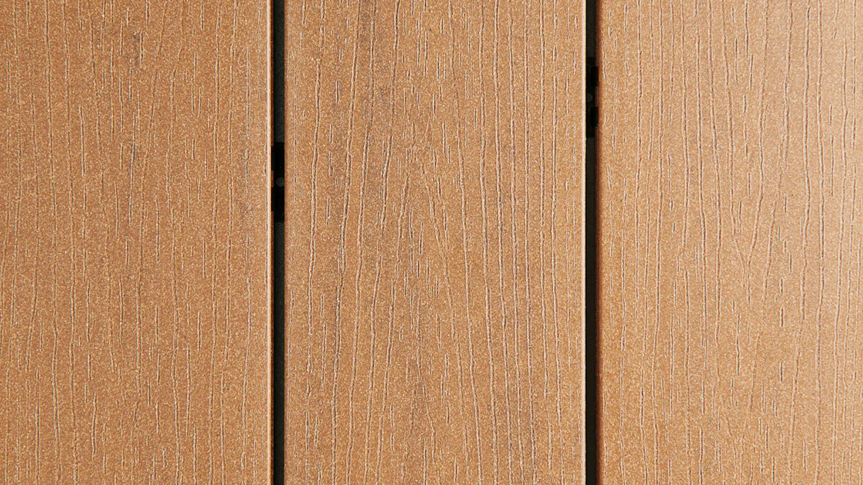 Planche de terrasse planeo Composite - Ambiento chêne brun légèrement brossé/finement strié