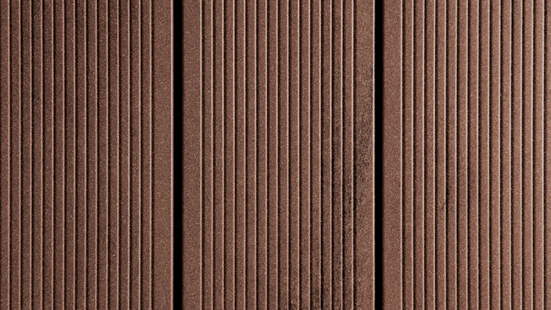 Planche de terrasse planeo WPC - Ambiento marron légèrement brossé/finement strié