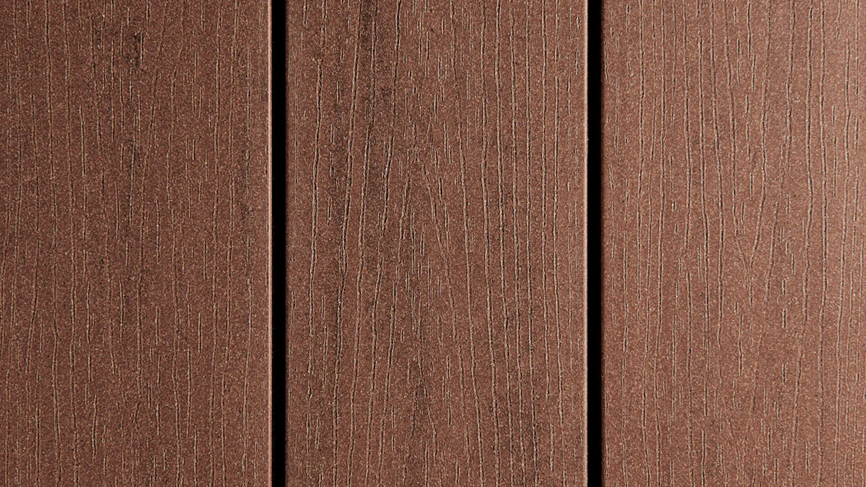 planeo WPC decking boards - Ambiento chestnut brown lightly brushed/fine-ribbed