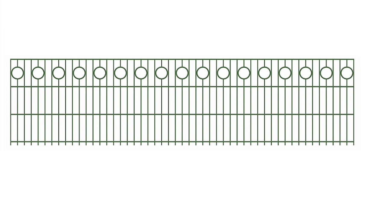 planeo double-rail decorative fence Halo 6/6/6 RAL 6005 moss green