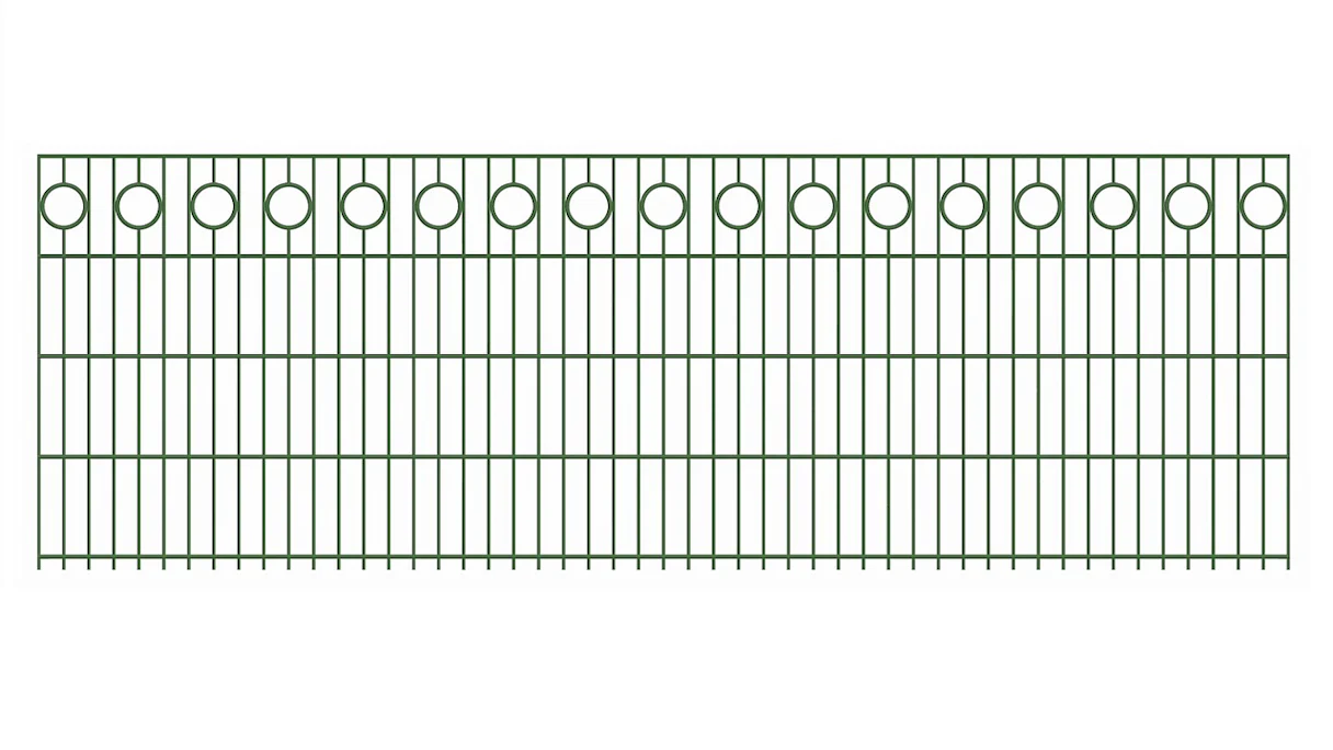 planeo double-rail decorative fence Halo 6/6/6 RAL 6005 moss green