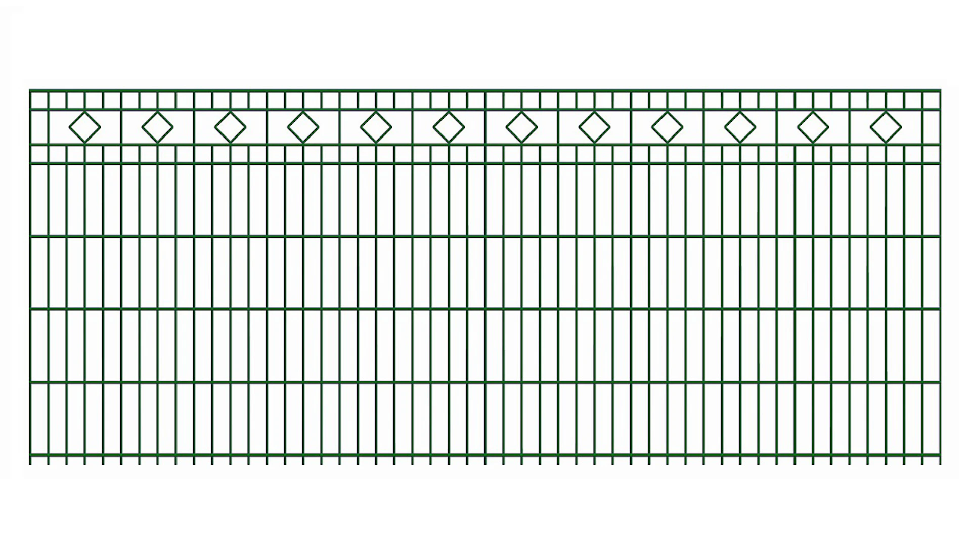 planeo double-rail decorative fence square 6/6/6 RAL 6005 moss green height 1030 mm