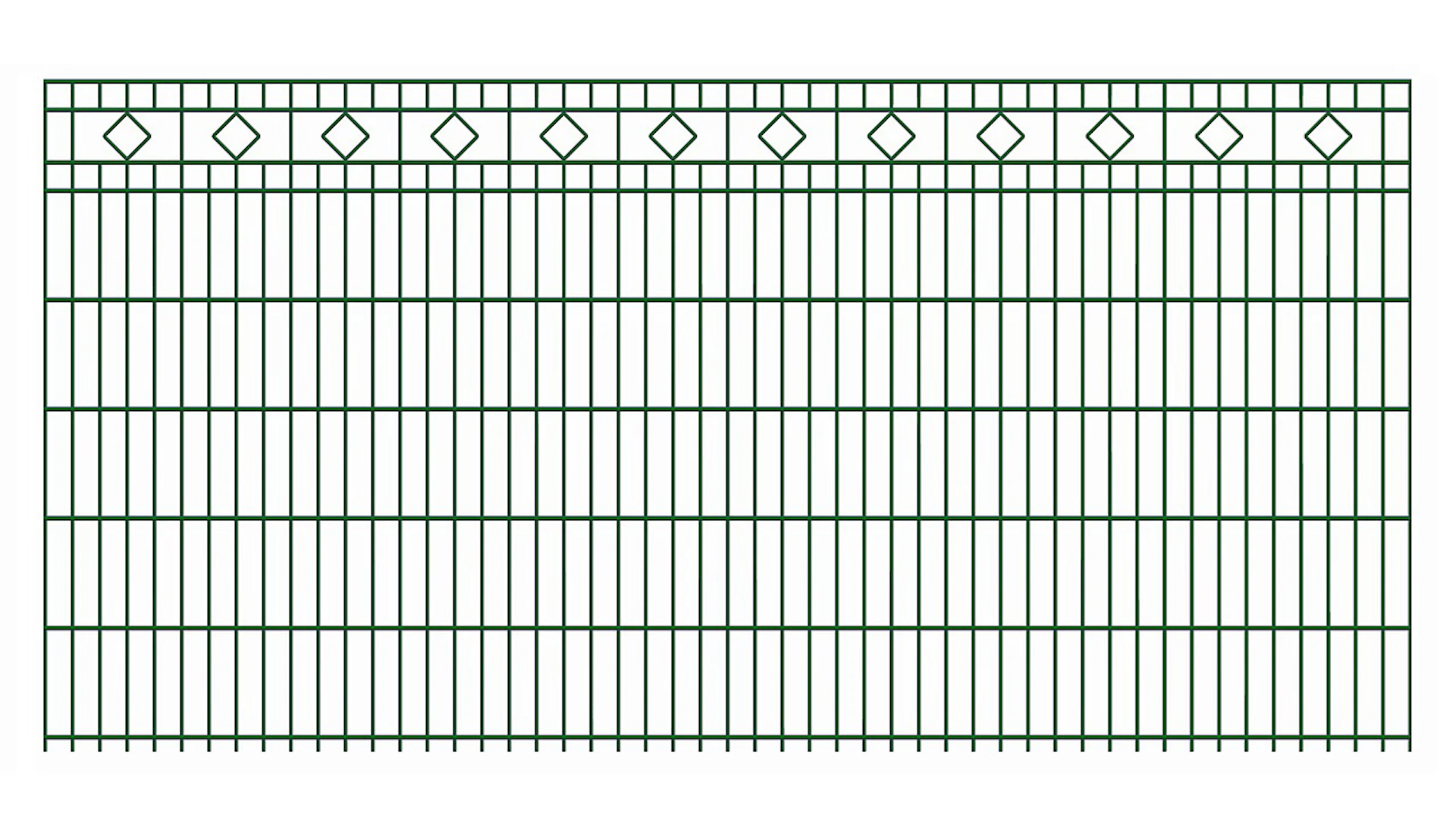 planeo double picket fence square 6/6/6 RAL 6005 moss green