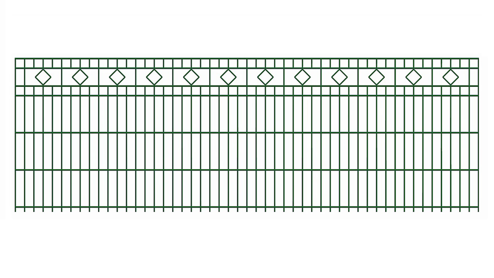 planeo double-rail decorative fence square 6/6/6 RAL 6005 moss green height 830 mm