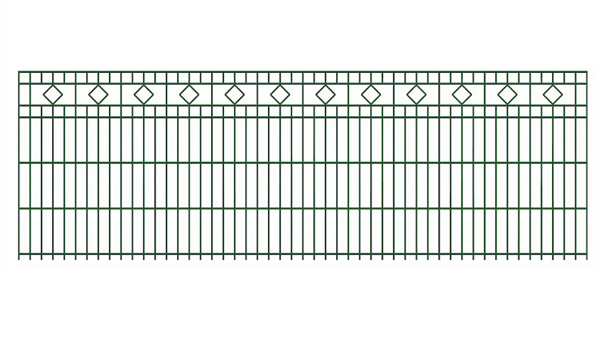 planeo double-rail decorative fence square 6/6/6 RAL 6005 moss green height 830 mm